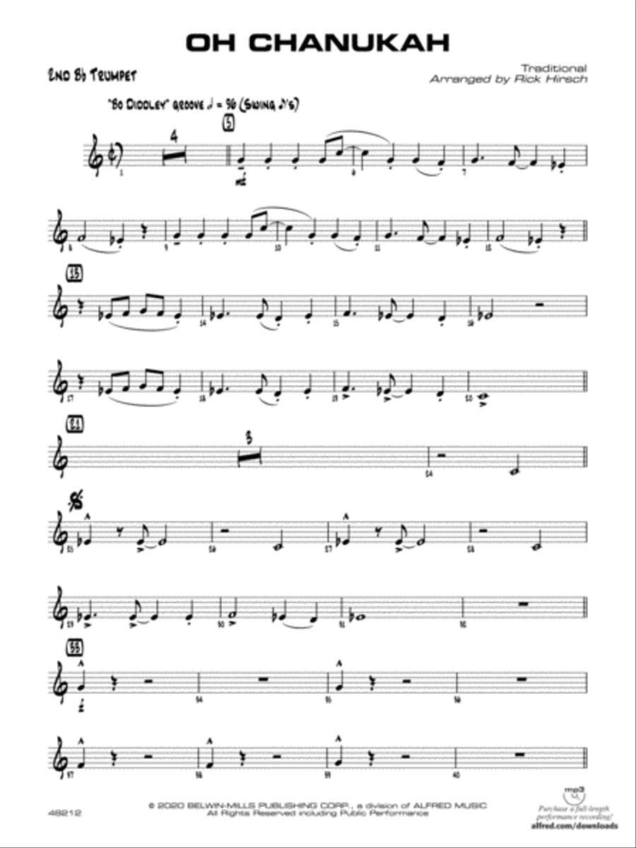 Oh Chanukah: 2nd B-flat Trumpet Jazz Ensemble scores gallery preview page 1