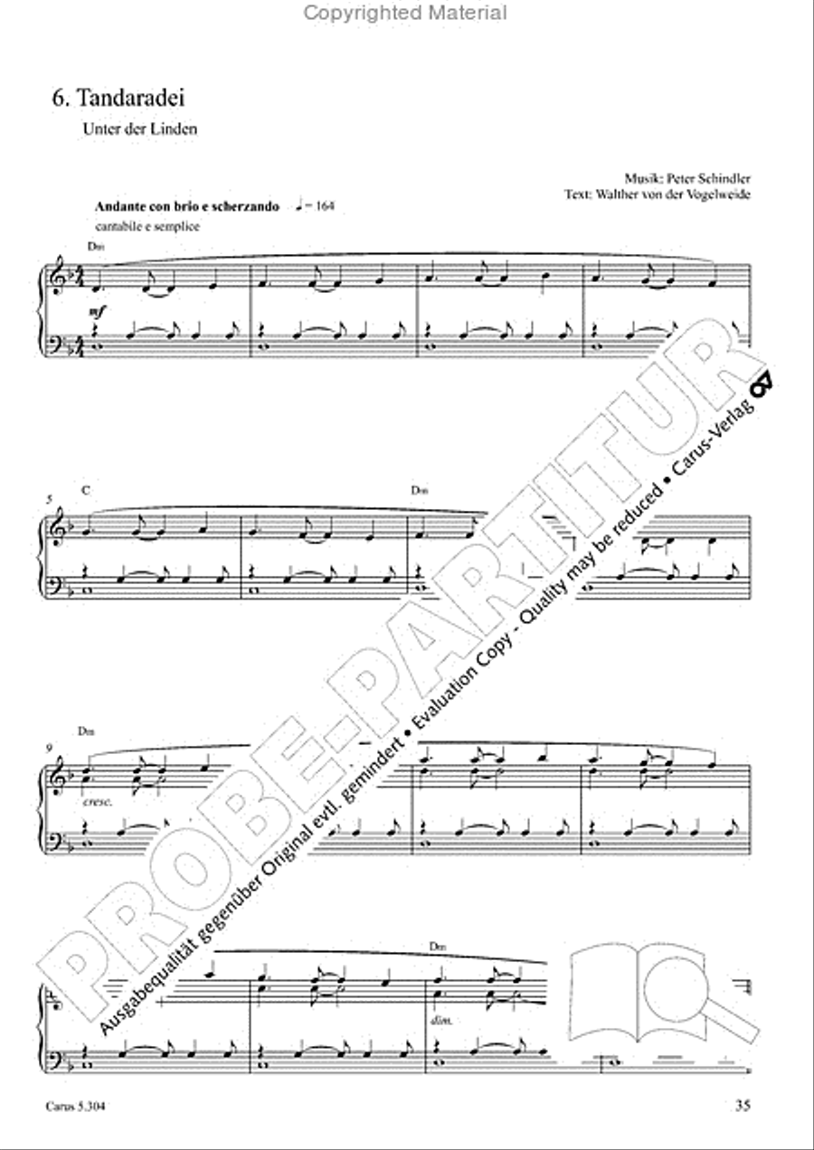 Schindler: Rosenzeit. Ein Liederzyklus uber die Liebe. Chansons fur Singstimme und Klavier Piano scores gallery preview page 36