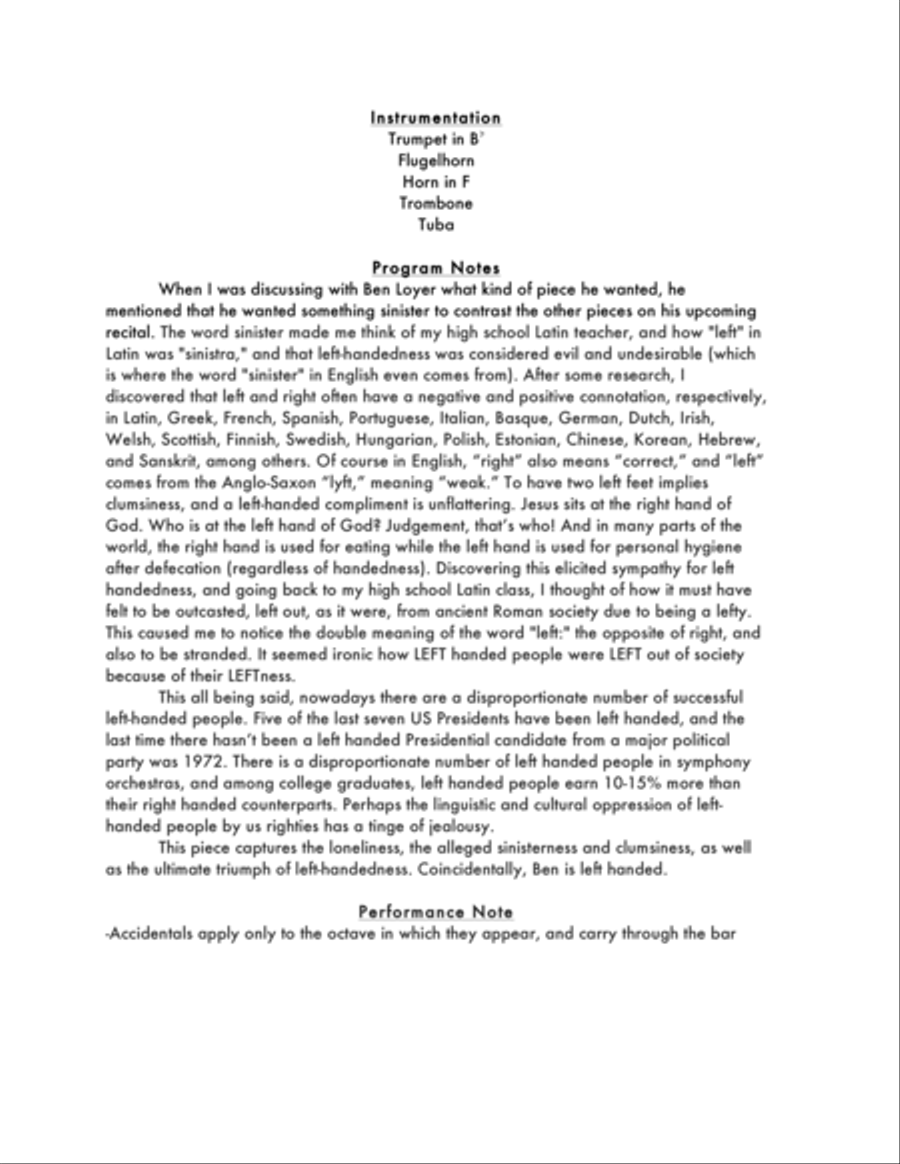 Sinistra for Brass Quintet Brass Quintet scores gallery preview page 2