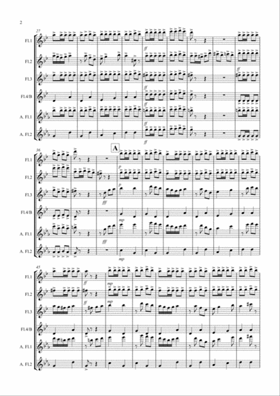 Flamenco Fantastico for Flute Quartet Flute Quartet scores gallery preview page 2