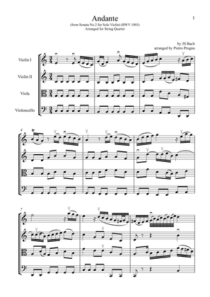 Book cover for Andante (from 3 Partitas and 3 Sonatas for Solo Violin) (BWV 1003) - arranged for String Quartet