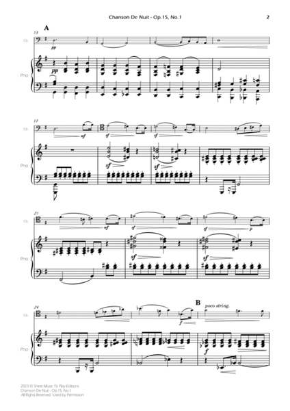 Chanson De Nuit, Op.15 No.1 - Contrabass and Piano (Full Score and Parts) image number null
