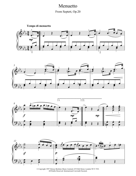 Menuett From Septet Op.20
