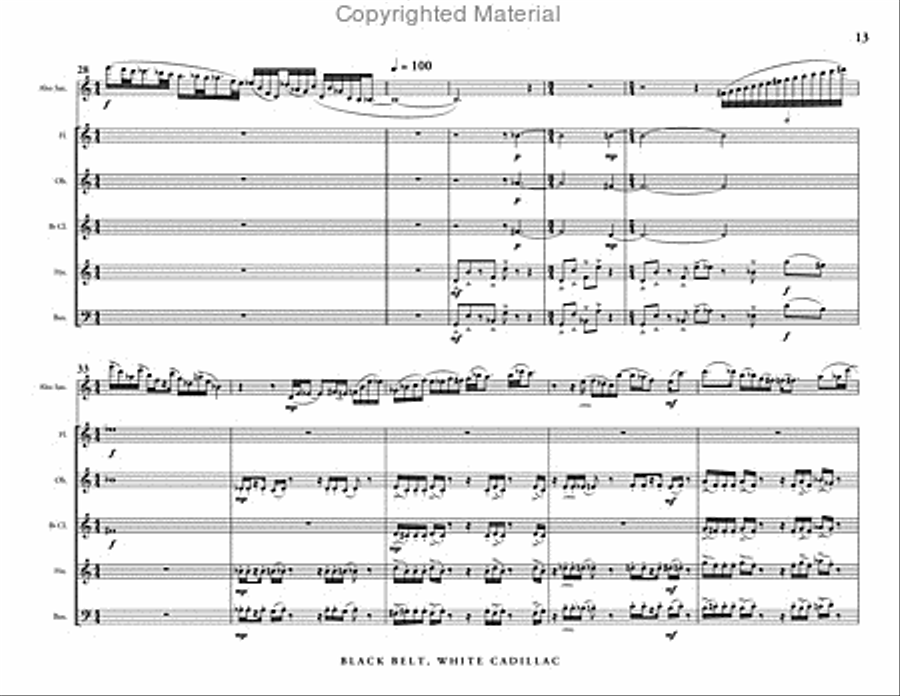 Black Belt, White Cadillac (score & parts) Woodwind Quintet scores gallery preview page 9