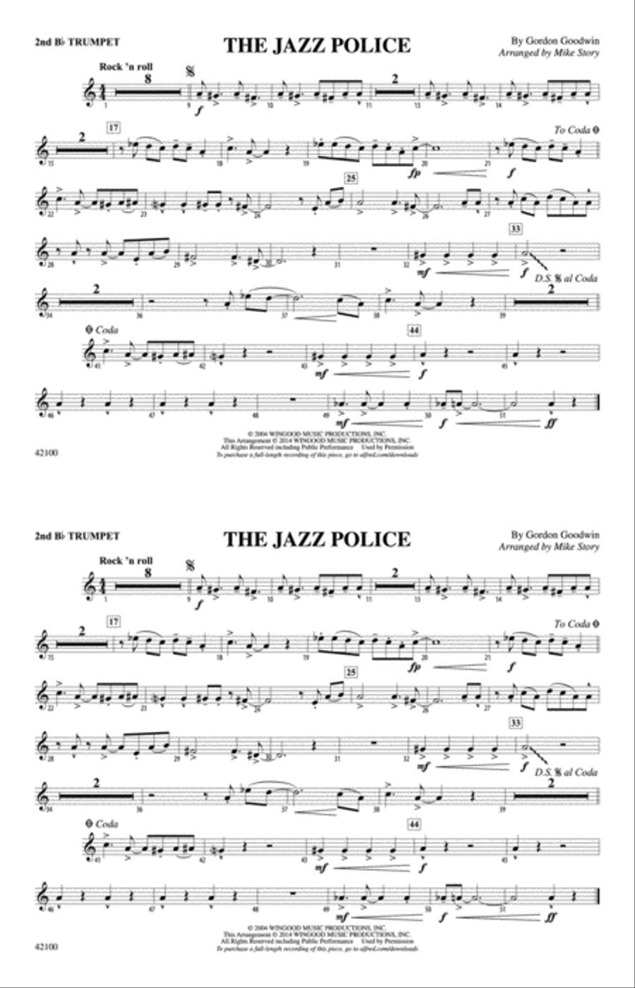 The Jazz Police: 2nd B-flat Trumpet Marching Band scores gallery preview page 1