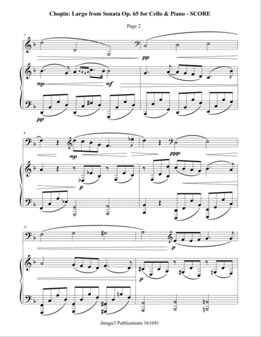 Chopin: Largo from Op. 65 for Cello & Piano Piano scores gallery preview page 2