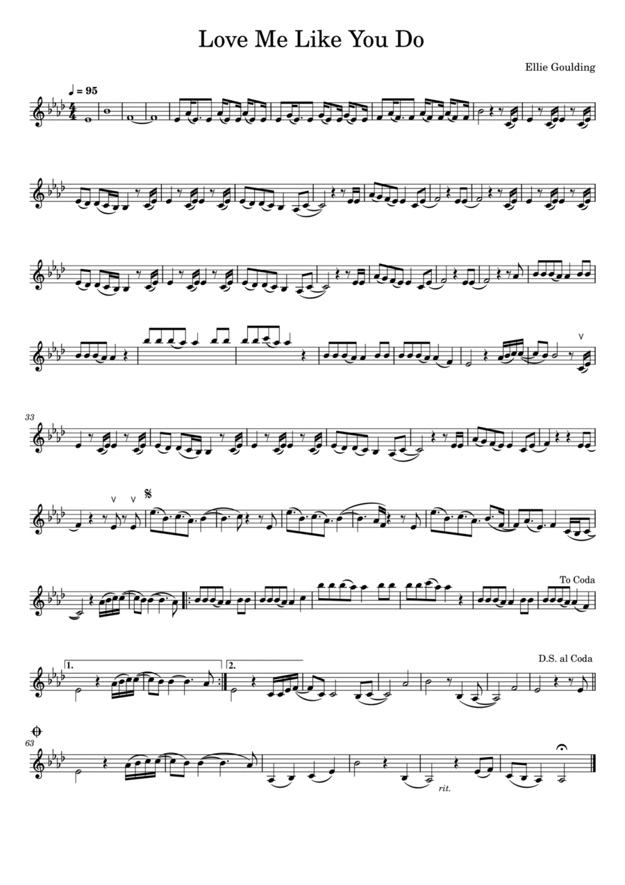 Love Me Like You Do Violin Solo scores gallery preview page 1