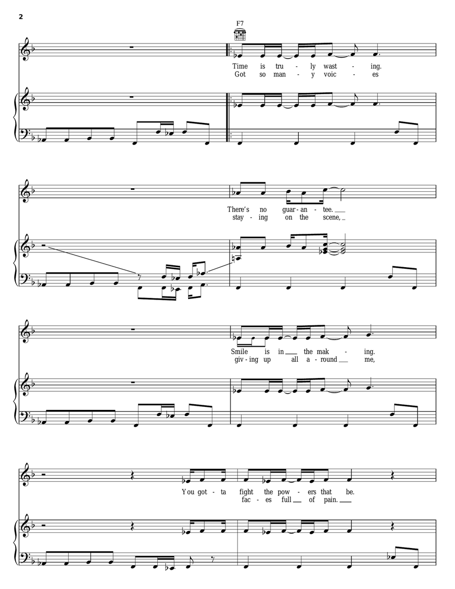 Fight The Power 'Part 1' Piano, Vocal, Guitar scores gallery preview page 2