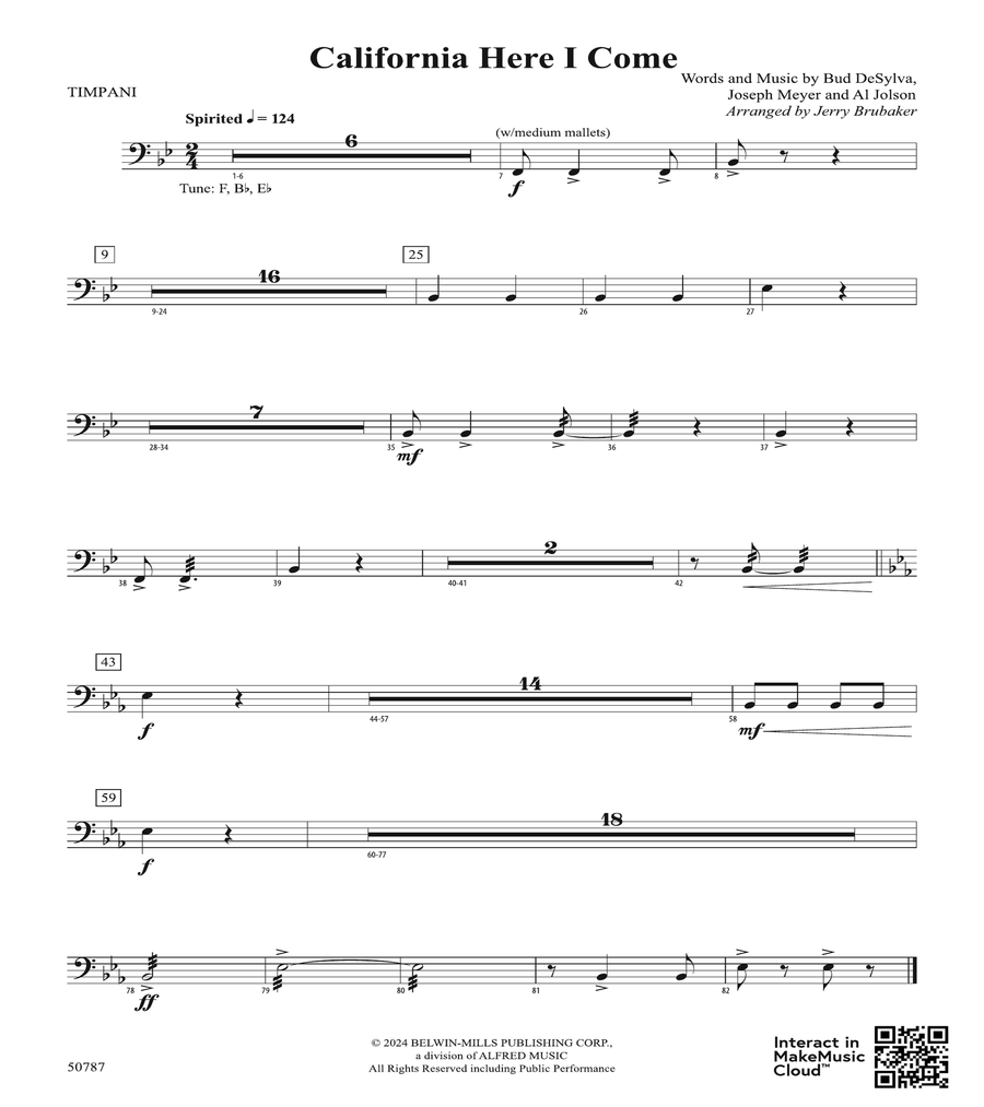 California Here I Come: Timpani Percussion scores gallery preview page 1