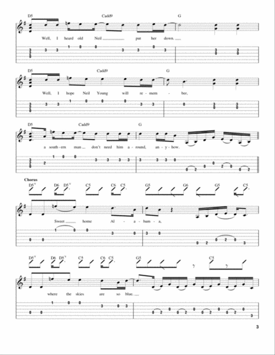Sweet Home Alabama Sweet Home Alabama Acoustic Guitar scores gallery preview page 3