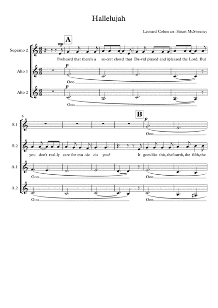 Hallelujah SSA scores gallery preview page 2