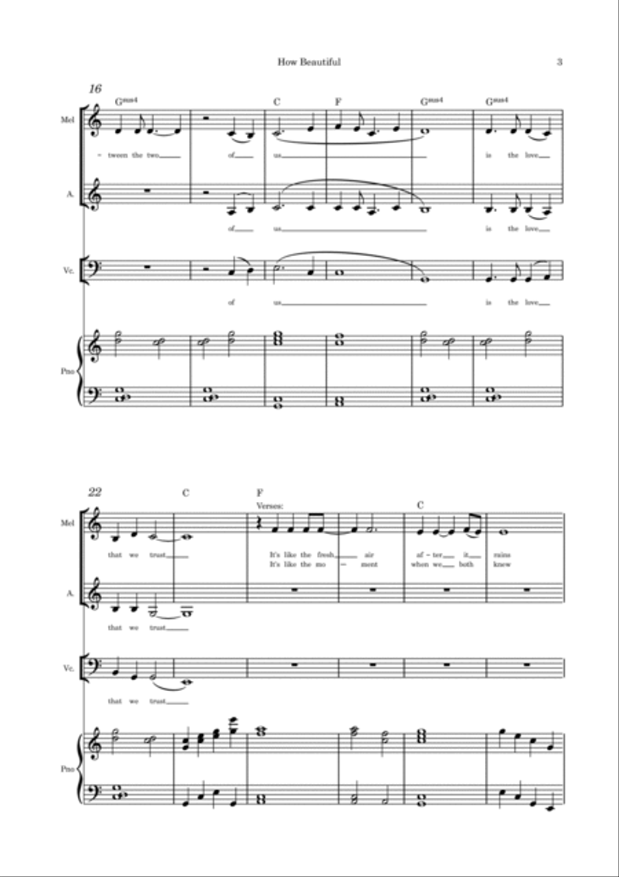 How Beautiful (Is the Love Between the Two of Us) - Alto duet, cello and piano Piano, Vocal, Guitar scores gallery preview page 3
