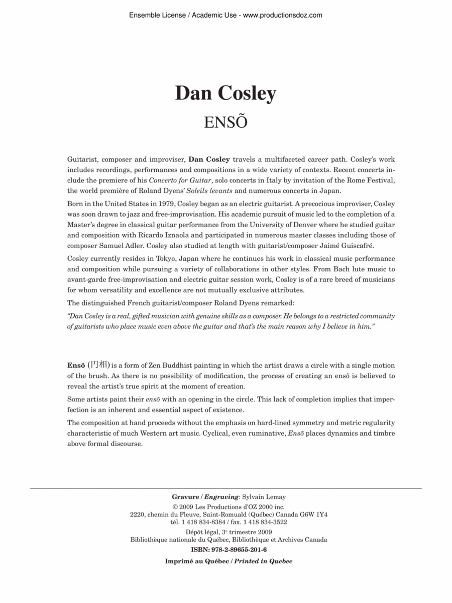 Ensõ Classical Guitar scores gallery preview page 1