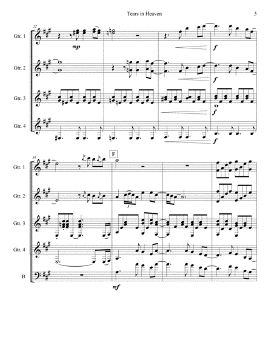 Tears In Heaven Guitar Ensemble scores gallery preview page 6