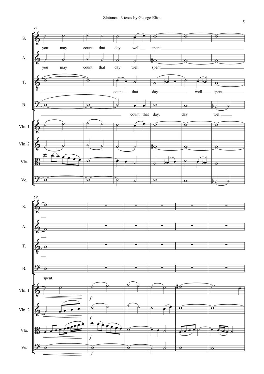 THREE TEXTS BY GEORGE ELIOT, for SATB choir ang strings 4-Part scores gallery preview page 5