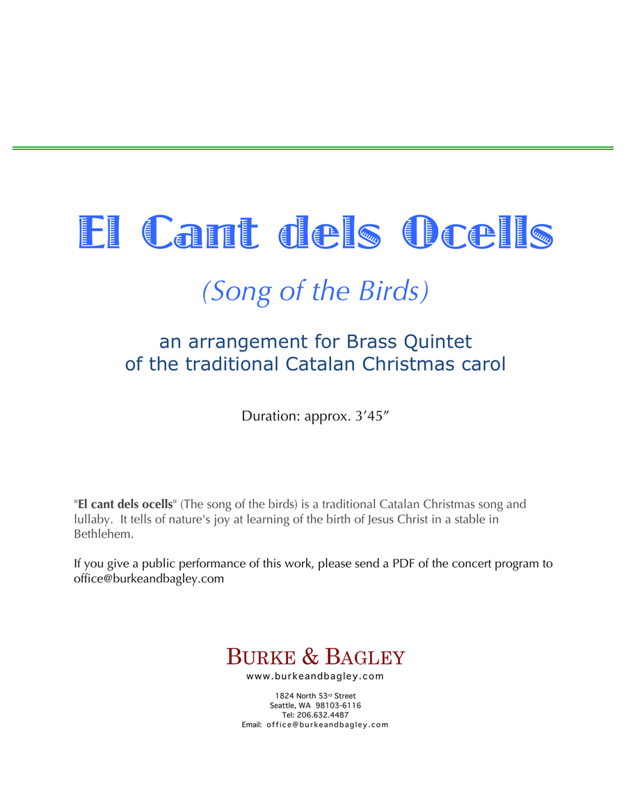 El Cant dels Ocells El Cant dels Ocells Brass Ensemble scores gallery preview page 2