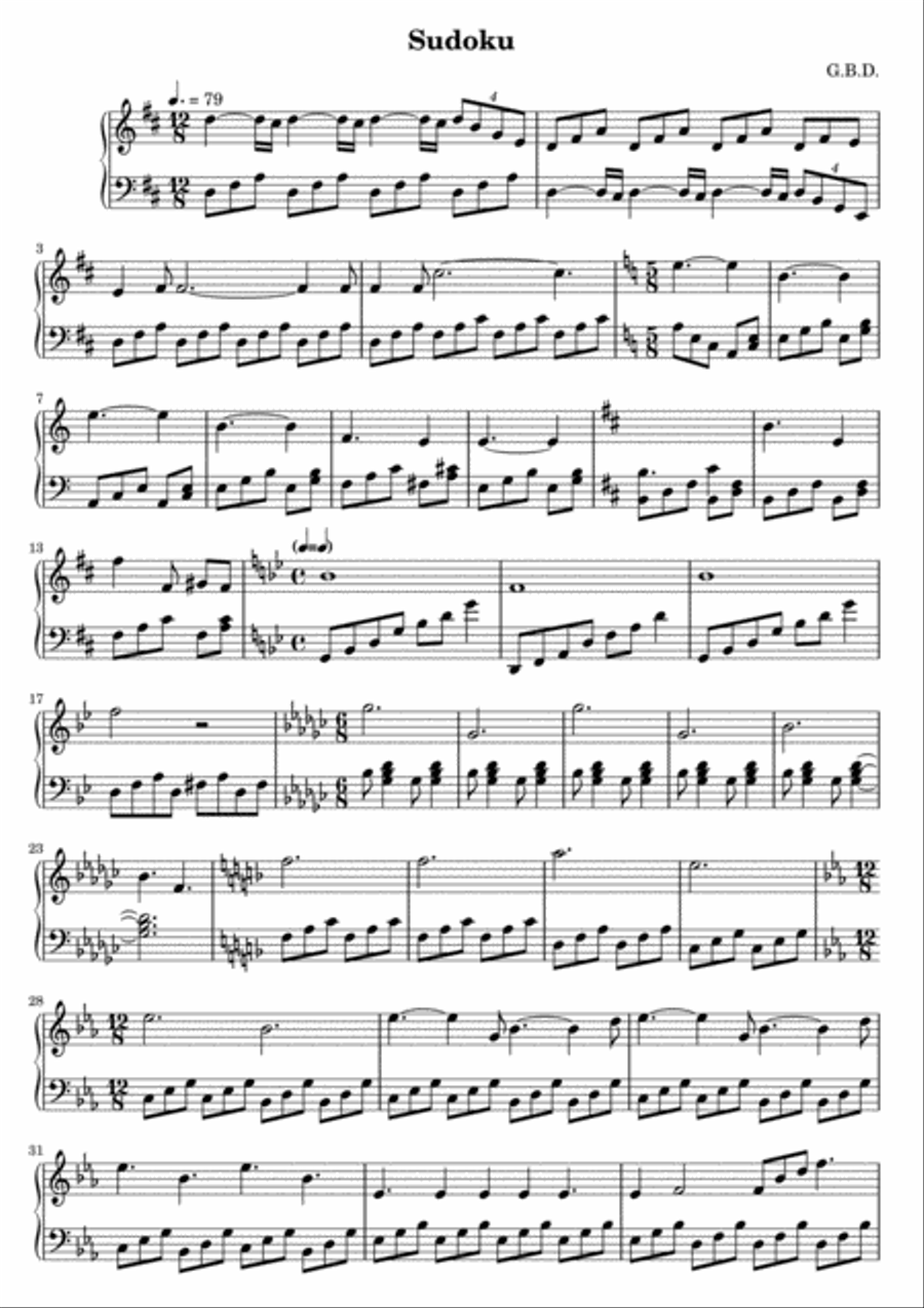 Sudoku Sudoku Piano Solo scores gallery preview page 1
