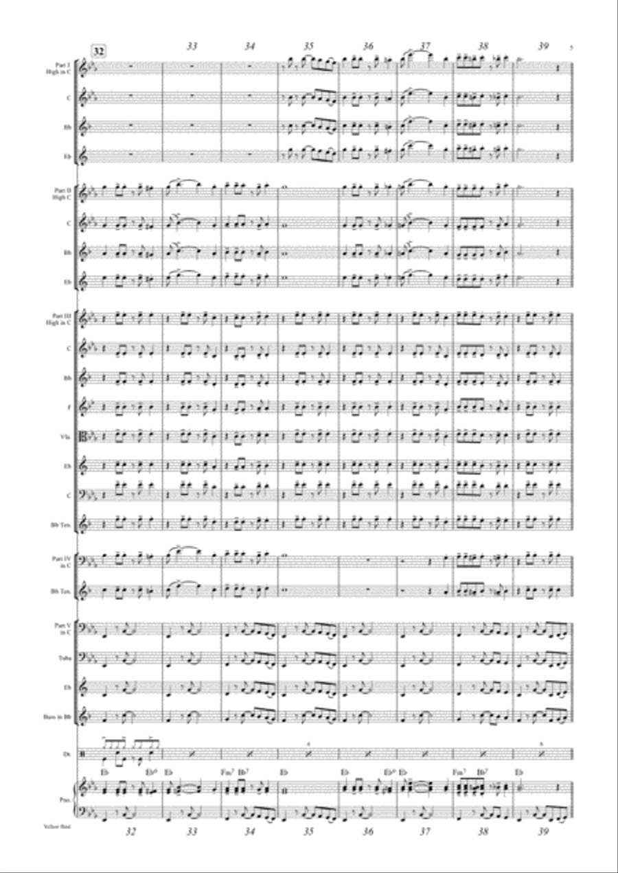 Yellow Bird - Haitian Folk Song - Calypso - School Band Concert Band scores gallery preview page 5