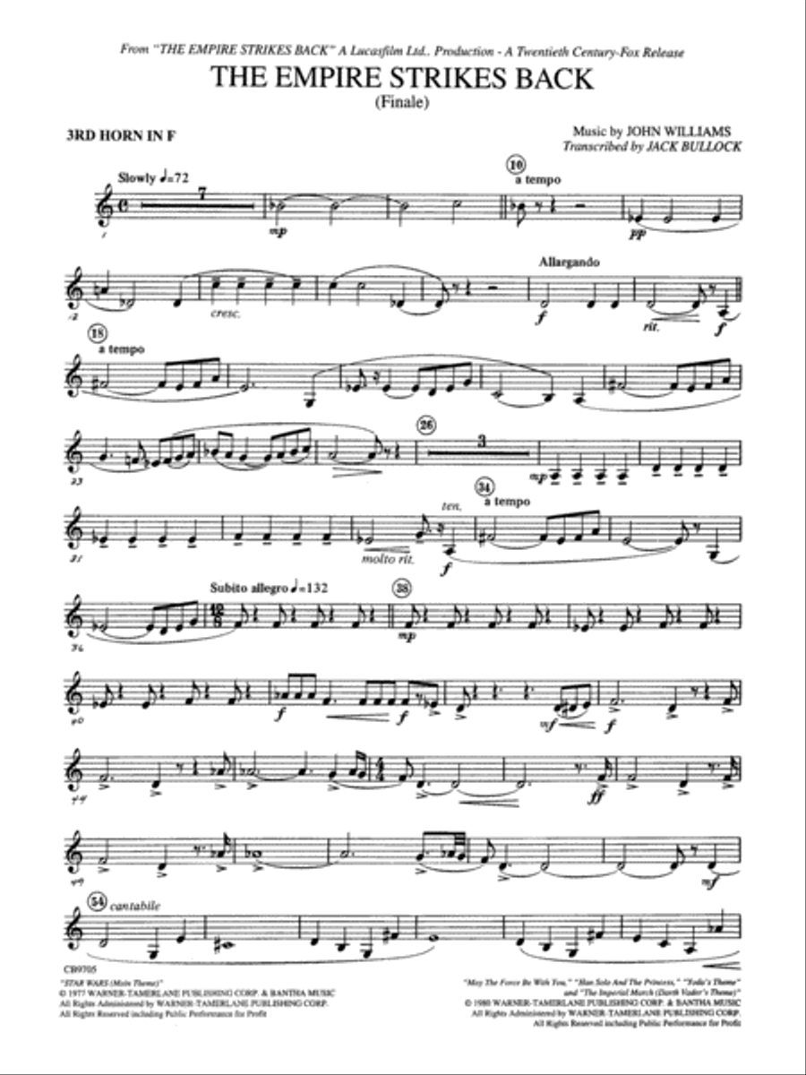 The Empire Strikes Back (Finale): 3rd F Horn Concert Band scores gallery preview page 1