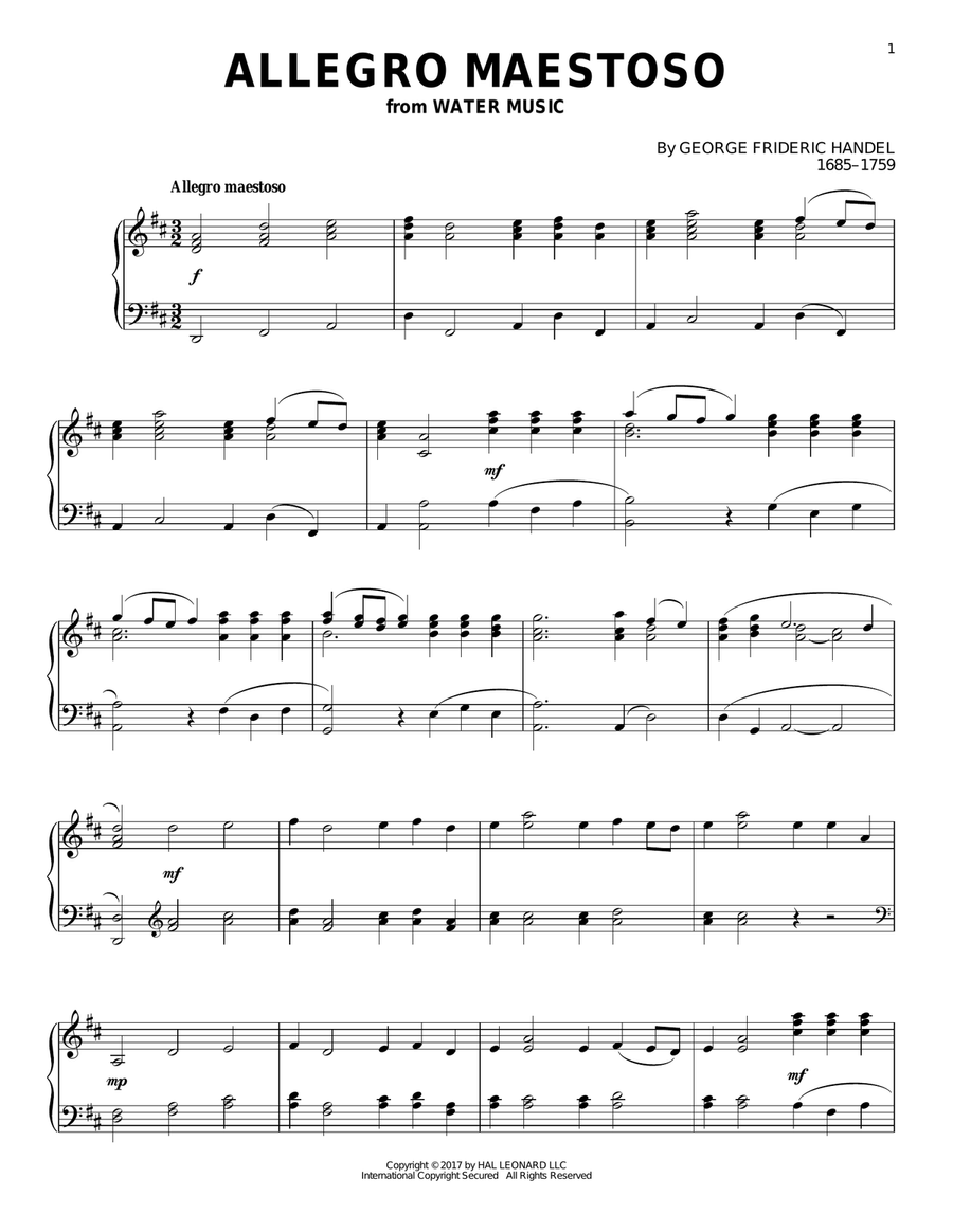 Allegro Maestoso Piano Solo scores gallery preview page 1