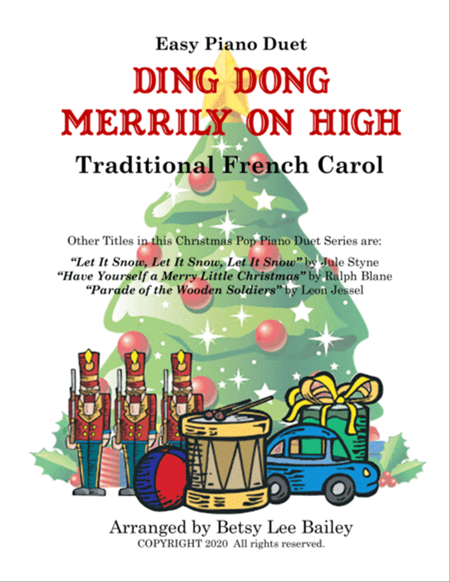 Ding Dong Merrily on High - easy piano duet Easy Piano scores gallery preview page 1