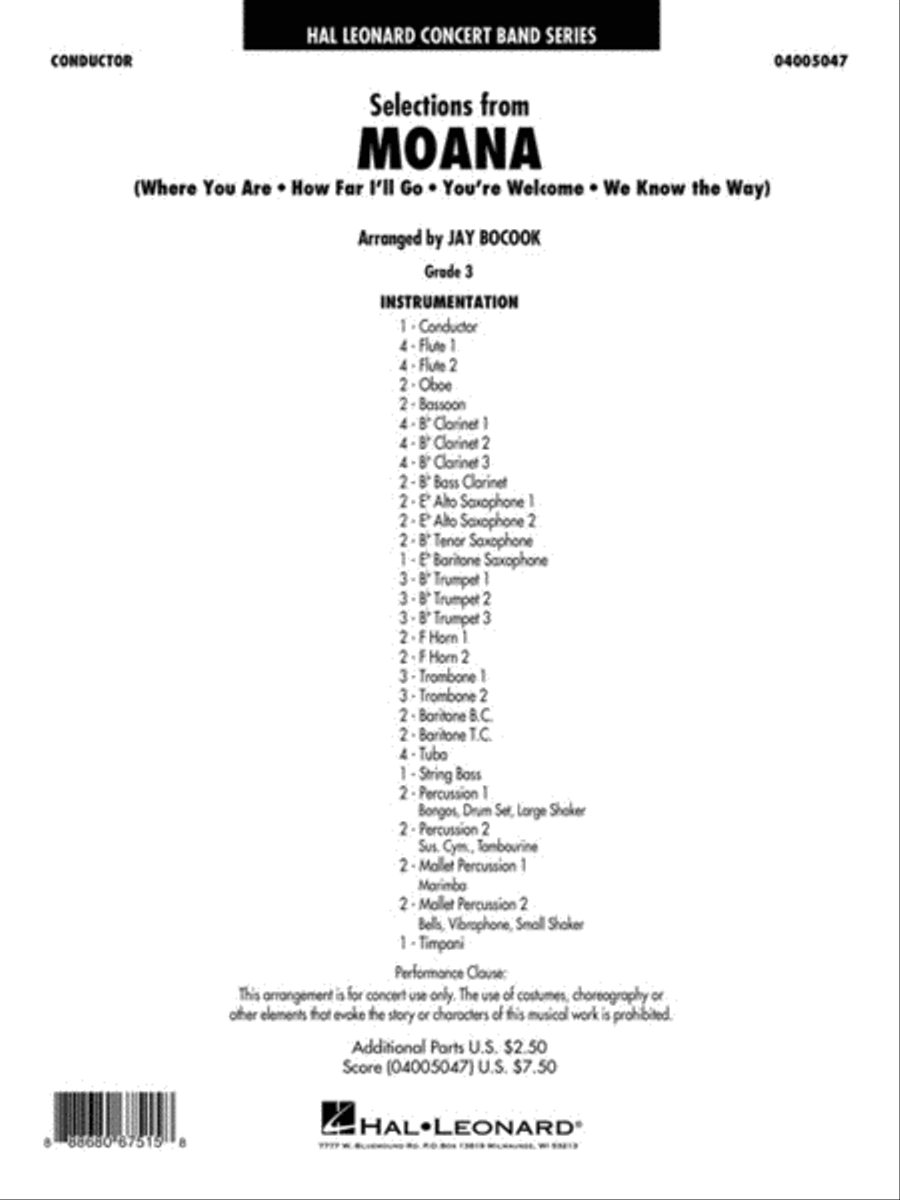 Selections from Moana Concert Band scores gallery preview page 2