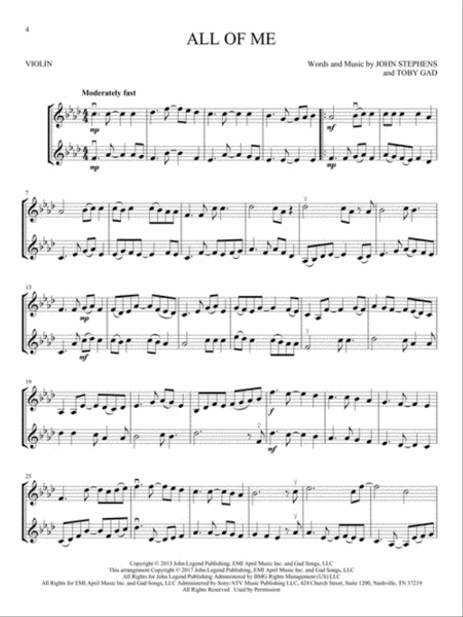 Pop Hits for Violin Duet Pop Hits for Violin Duet String Duet scores gallery preview page 3