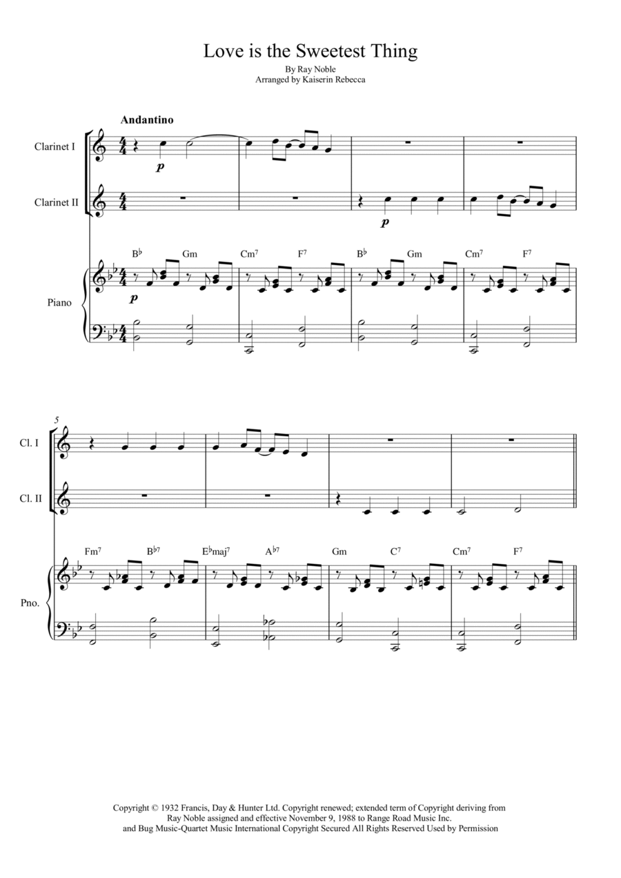 Love Is The Sweetest Thing Woodwind Duet scores gallery preview page 1