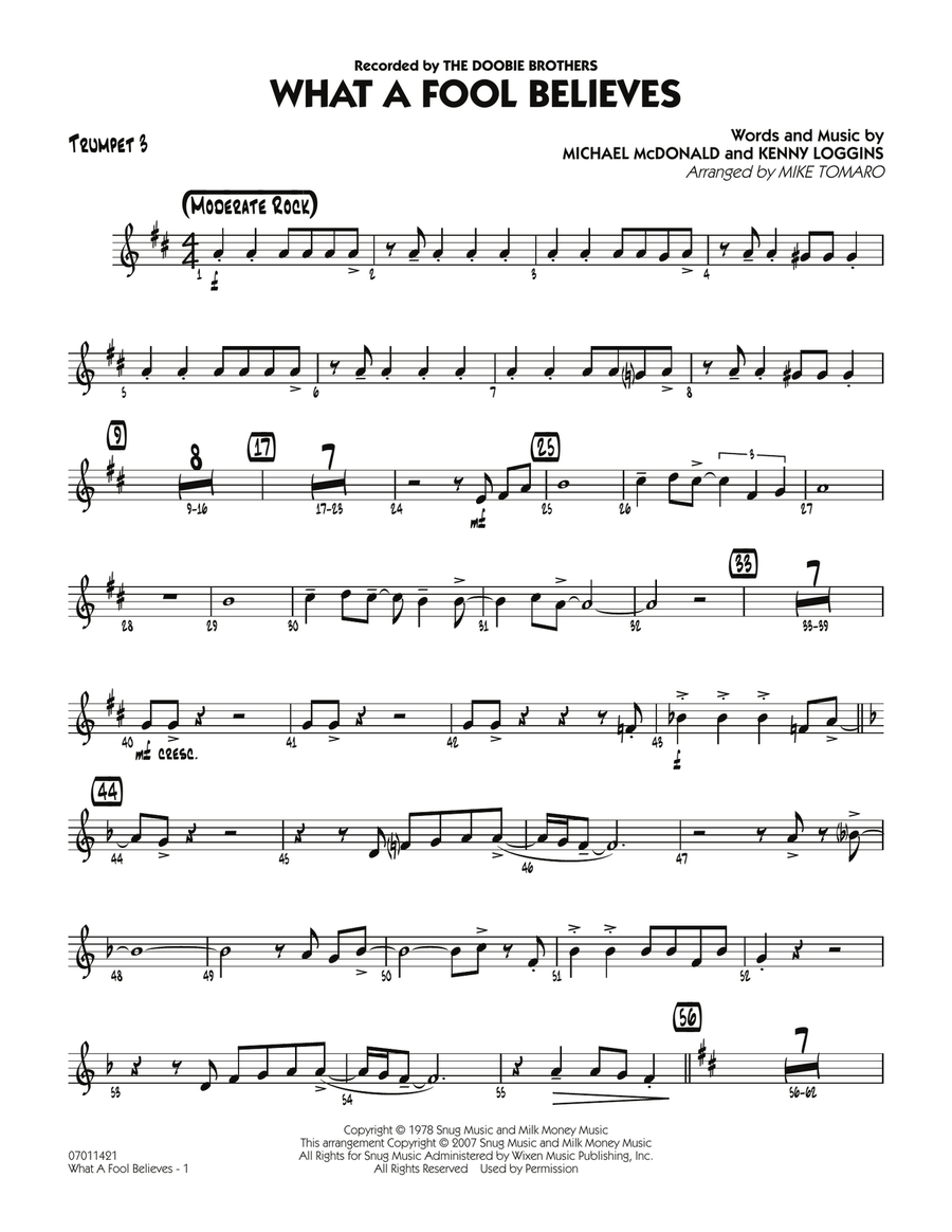 What A Fool Believes - Trumpet 3 Jazz Ensemble scores gallery preview page 1