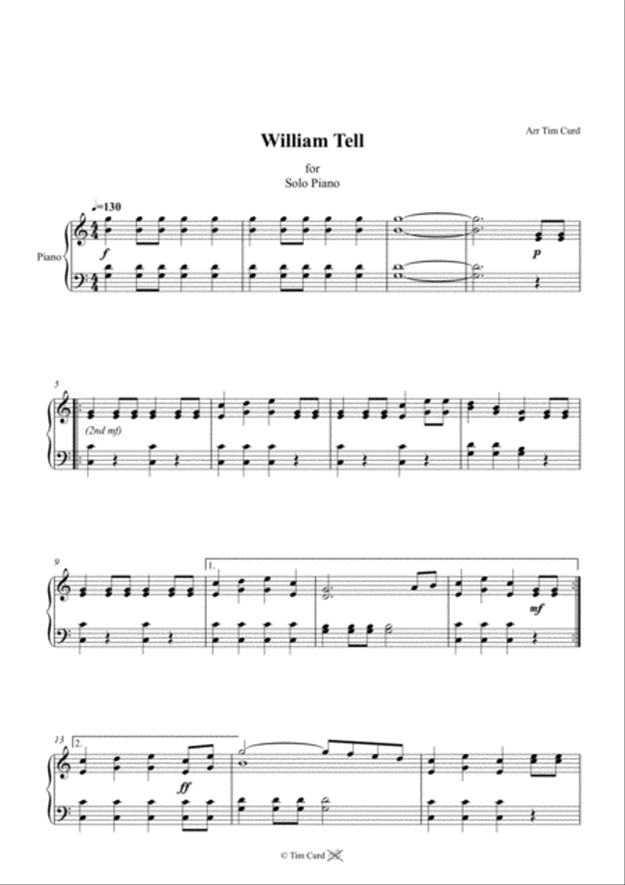 William Tell for Solo Piano Easy Piano scores gallery preview page 2