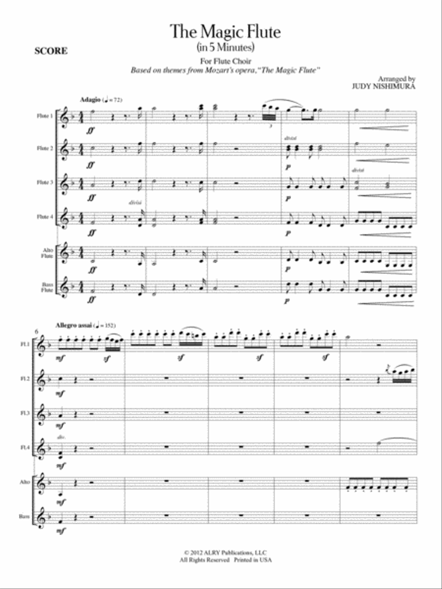 The Magic Flute (in 5 minutes) for Flute Choir Flute Choir scores gallery preview page 2