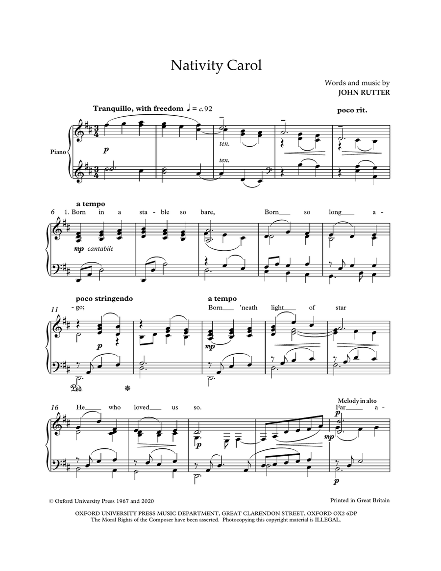 Nativity Carol Piano Solo scores gallery preview page 2