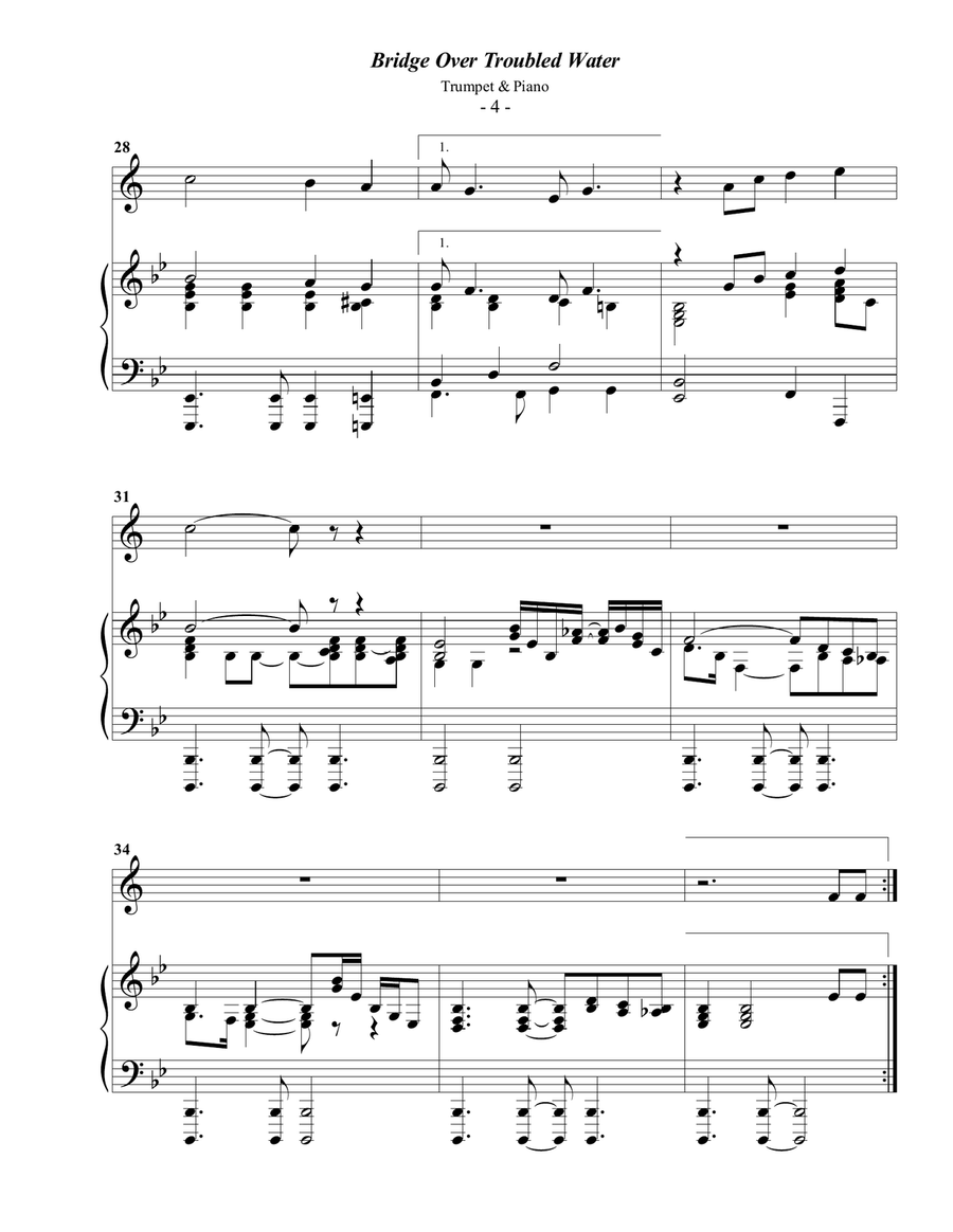 Bridge Over Troubled Water B-Flat Trumpet scores gallery preview page 4
