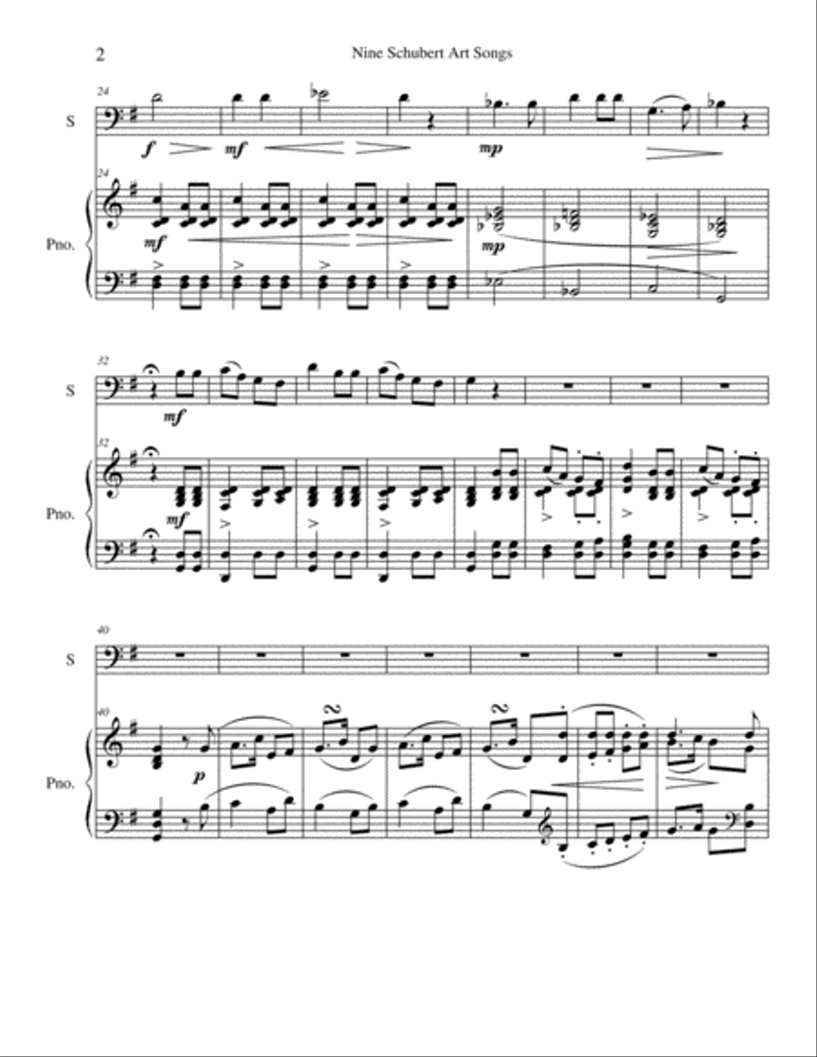 Nine Schubert Art Songs Voice Solo scores gallery preview page 2