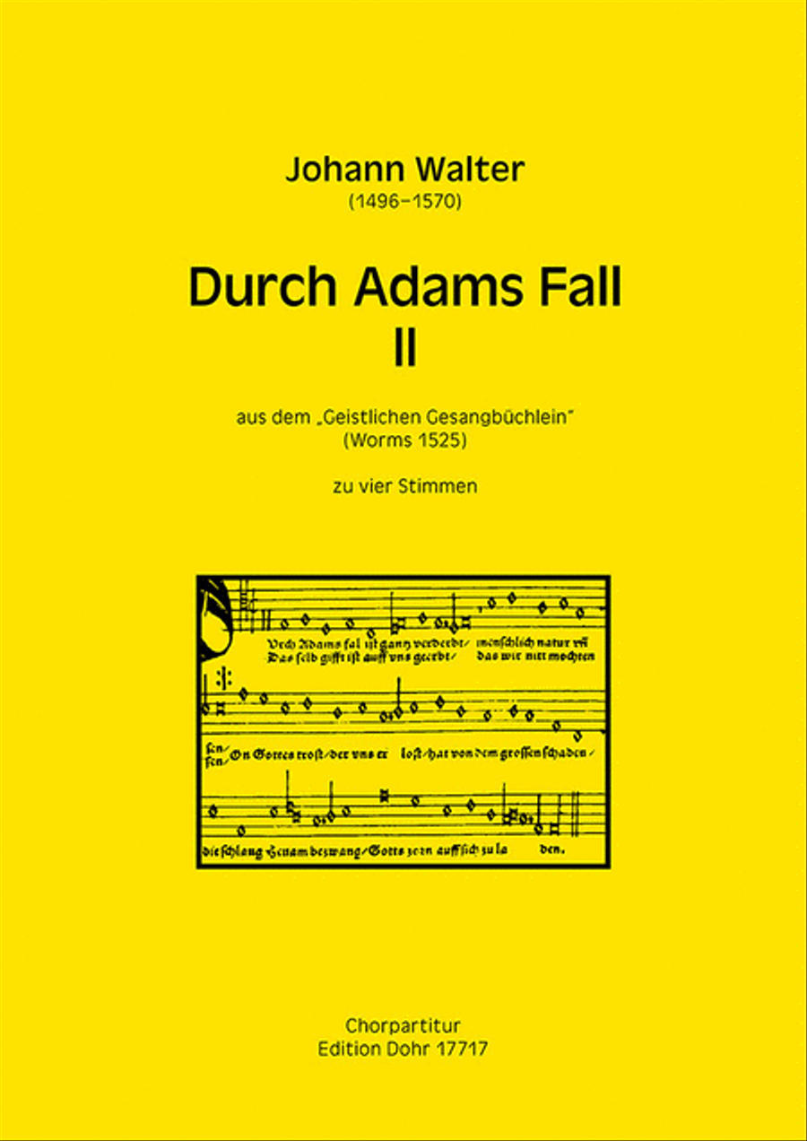 Book cover for Durch Adams Fall II zu vier Stimmen (STTB) (aus dem "Geistlichen Gesangbüchlein")