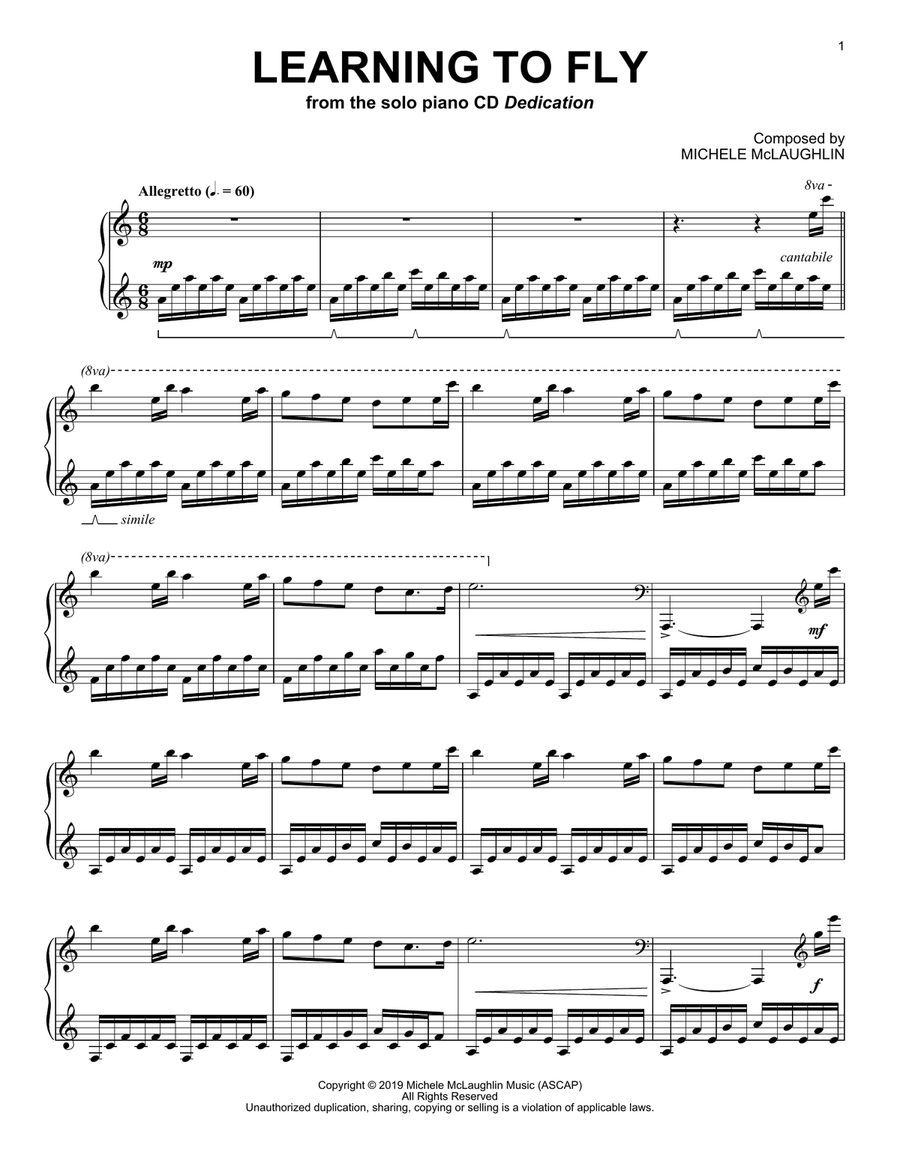 Learning To Fly Learning To Fly Piano Solo scores gallery preview page 1