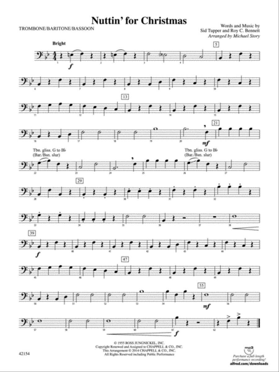Nuttin' for Christmas: 1st Trombone Concert Band scores gallery preview page 1