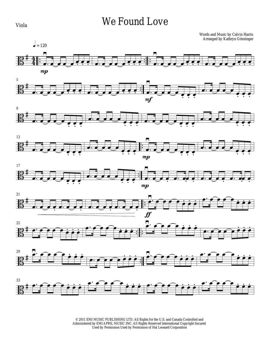 We Found Love String Quartet scores gallery preview page 5