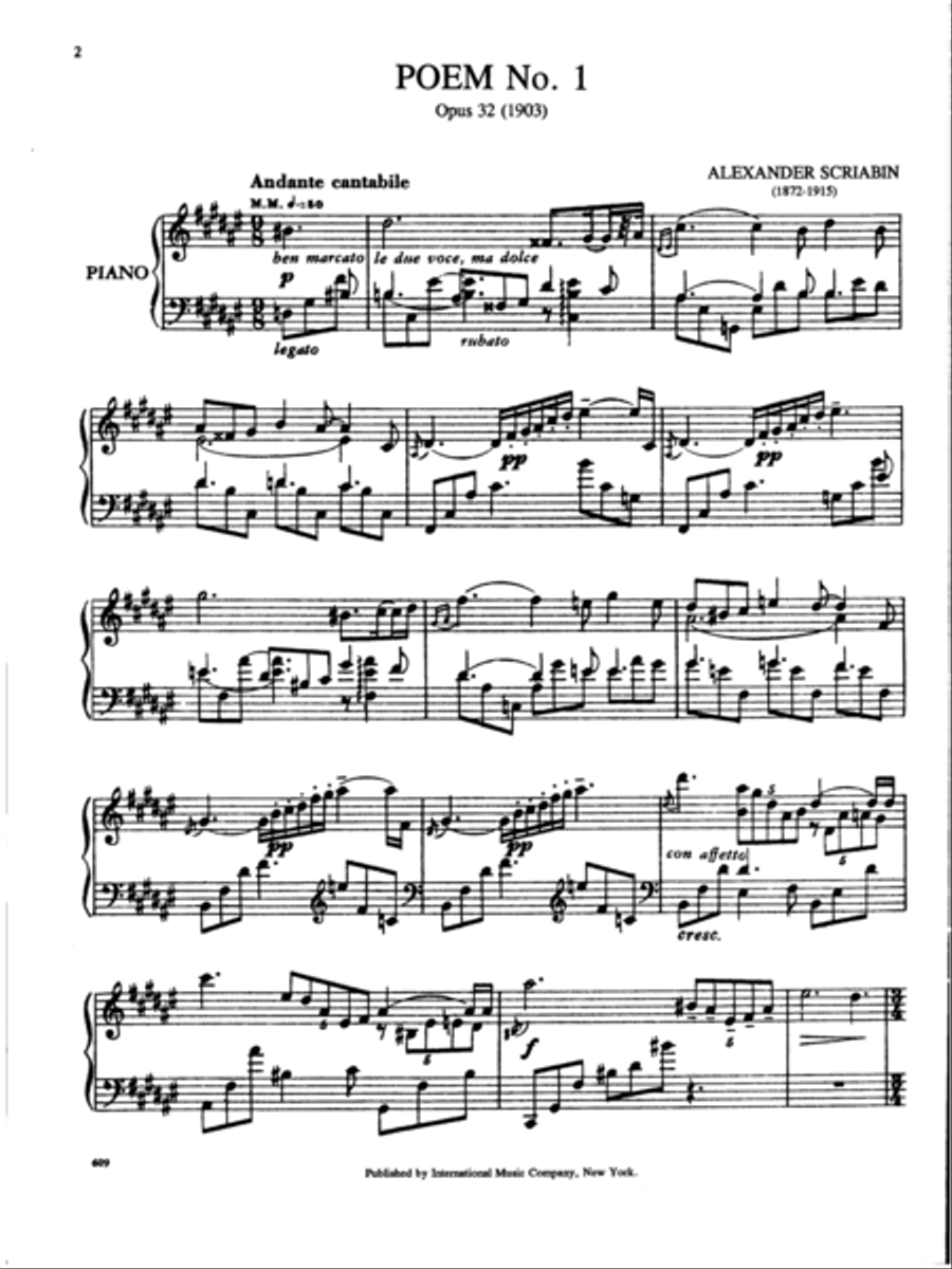 Two Poems, Opus 32. Complete Piano Solo scores gallery preview page 2