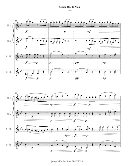 Beethoven: Sonata Op. 49 No. 2 for Flute Quartet image number null