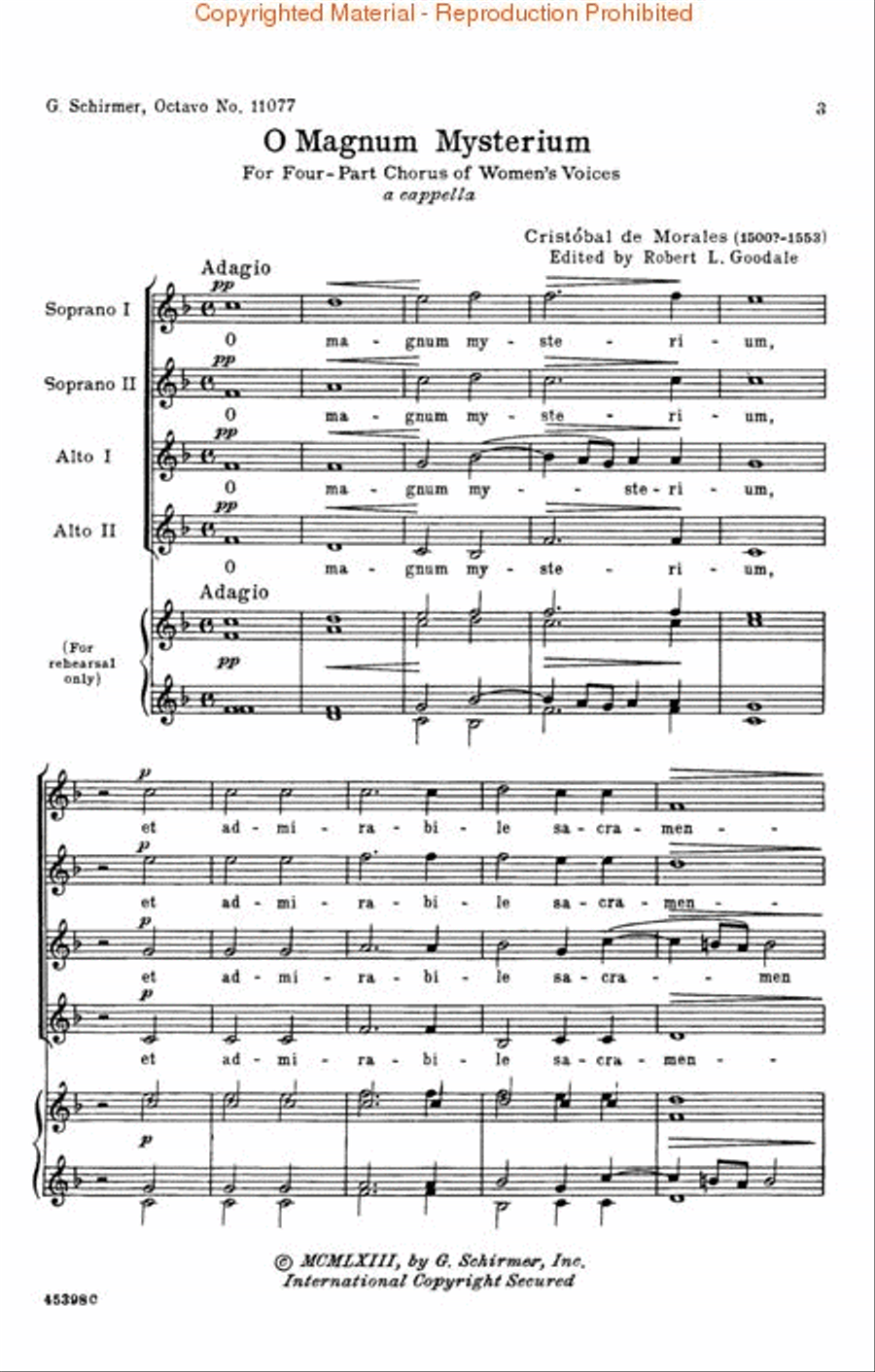 O Magnum Mysterium (O Great Mystery) SSAA scores gallery preview page 2