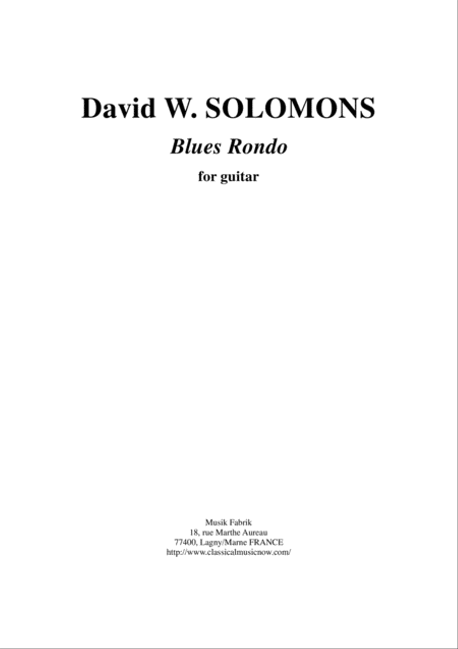 David Warin Solomons: Blues Rondo for solo guitar Electric Guitar scores gallery preview page 1