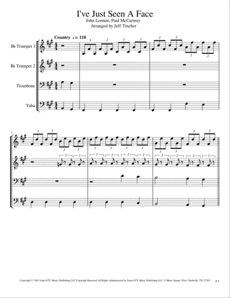 I've Just Seen A Face I've Just Seen A Face Brass Ensemble scores gallery preview page 2