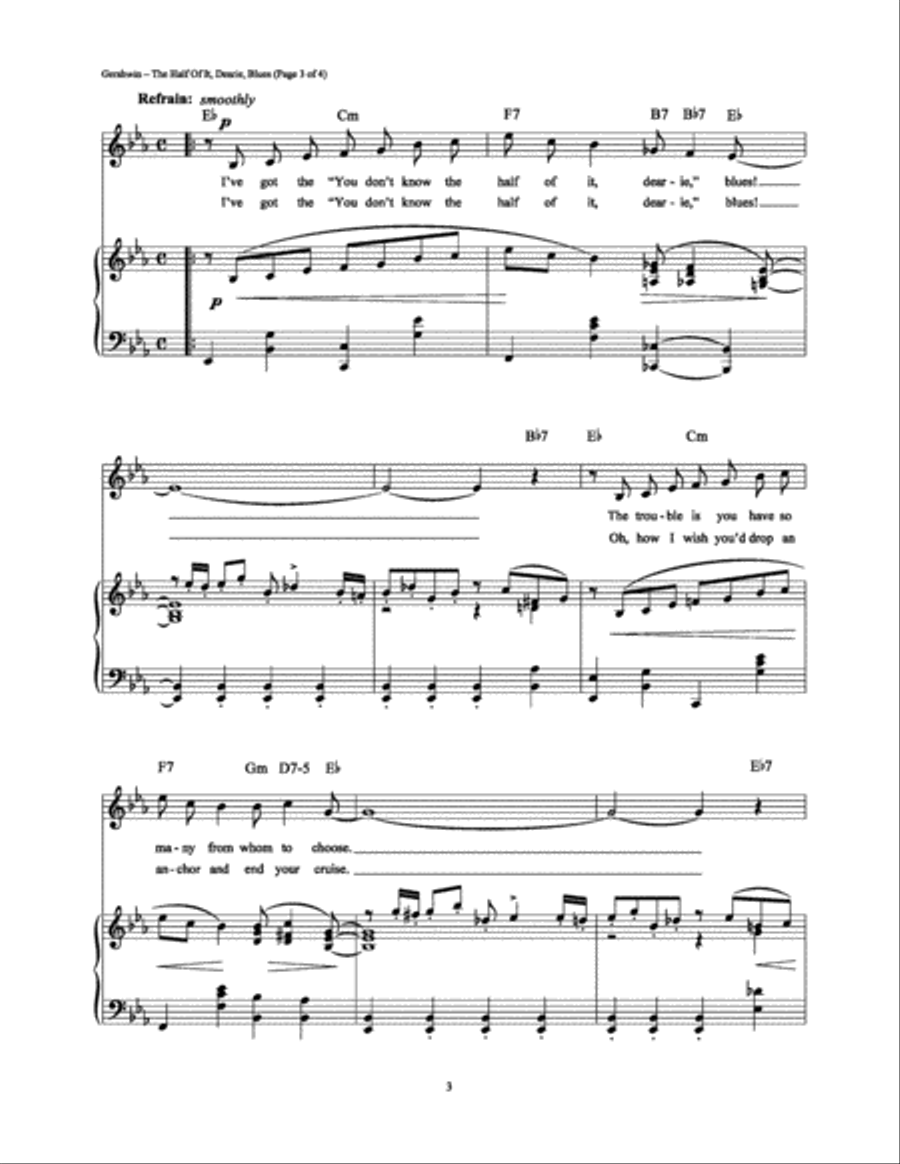 The Half Of It, Dearie, Blues Piano, Vocal, Guitar scores gallery preview page 3