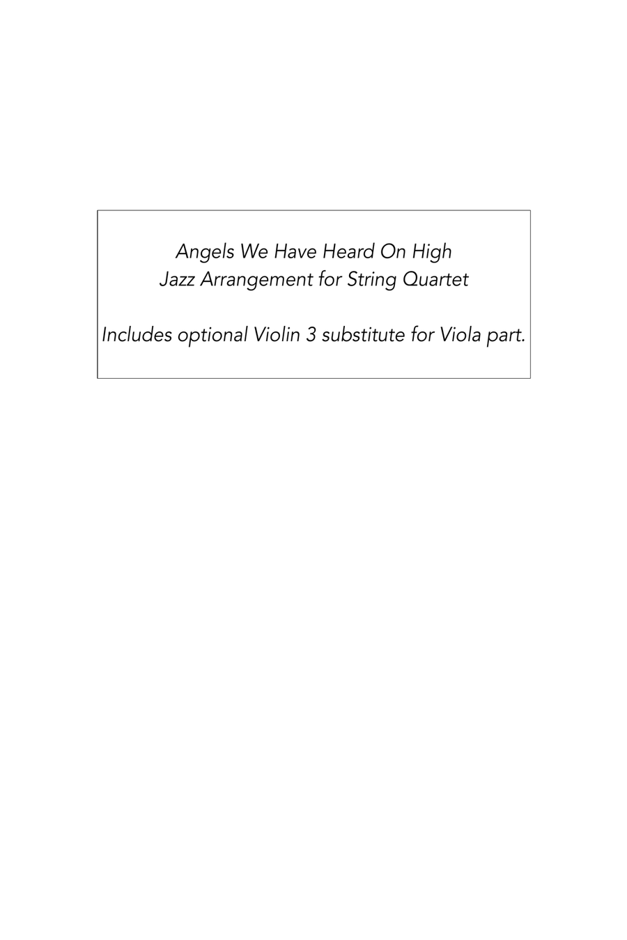 Angels We Have Heard on High - Jazz Carol for String Quartet String Quartet scores gallery preview page 2