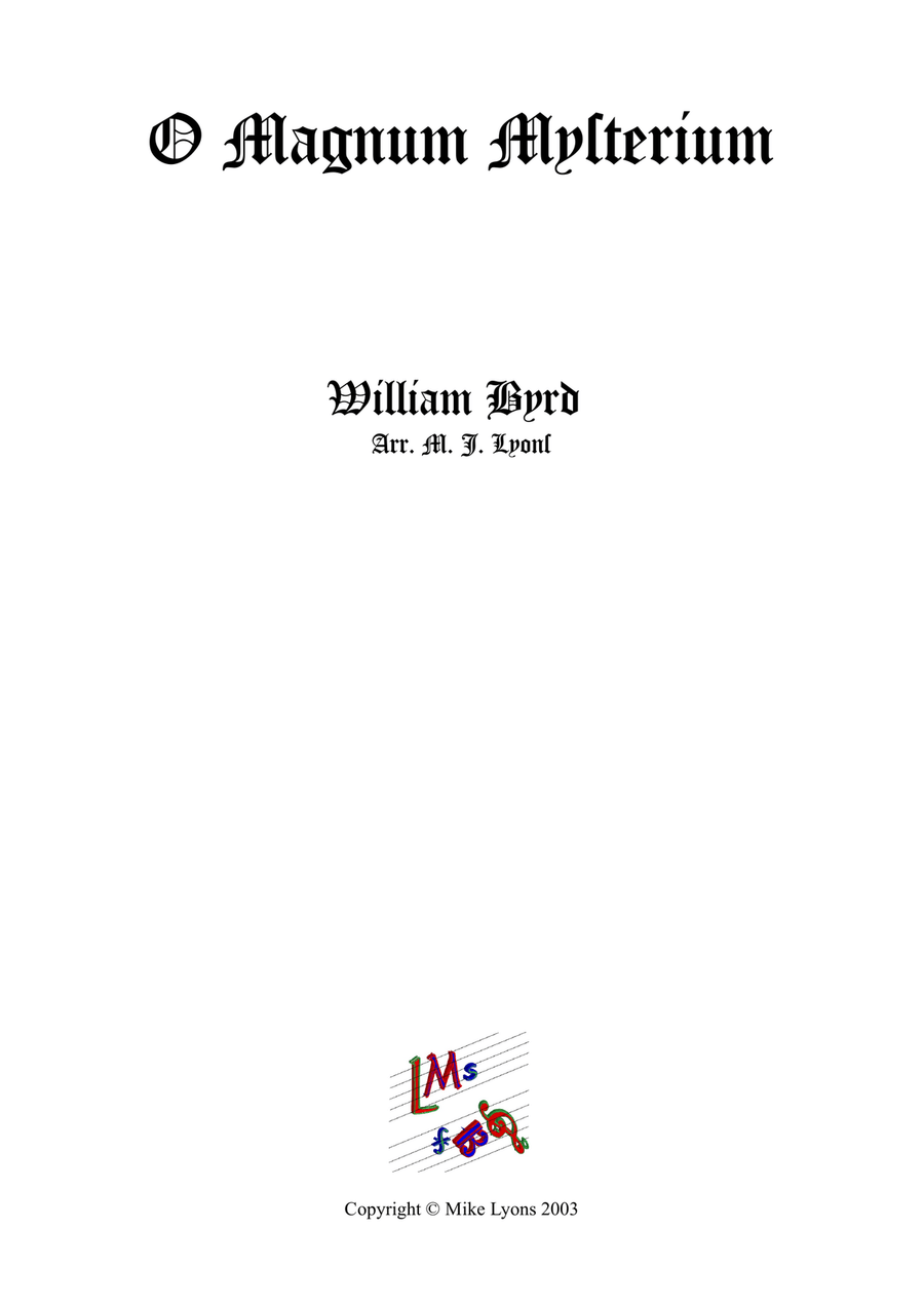 O Magnum Mysterium - William Byrd (Brass quartet) Brass Quartet scores gallery preview page 1