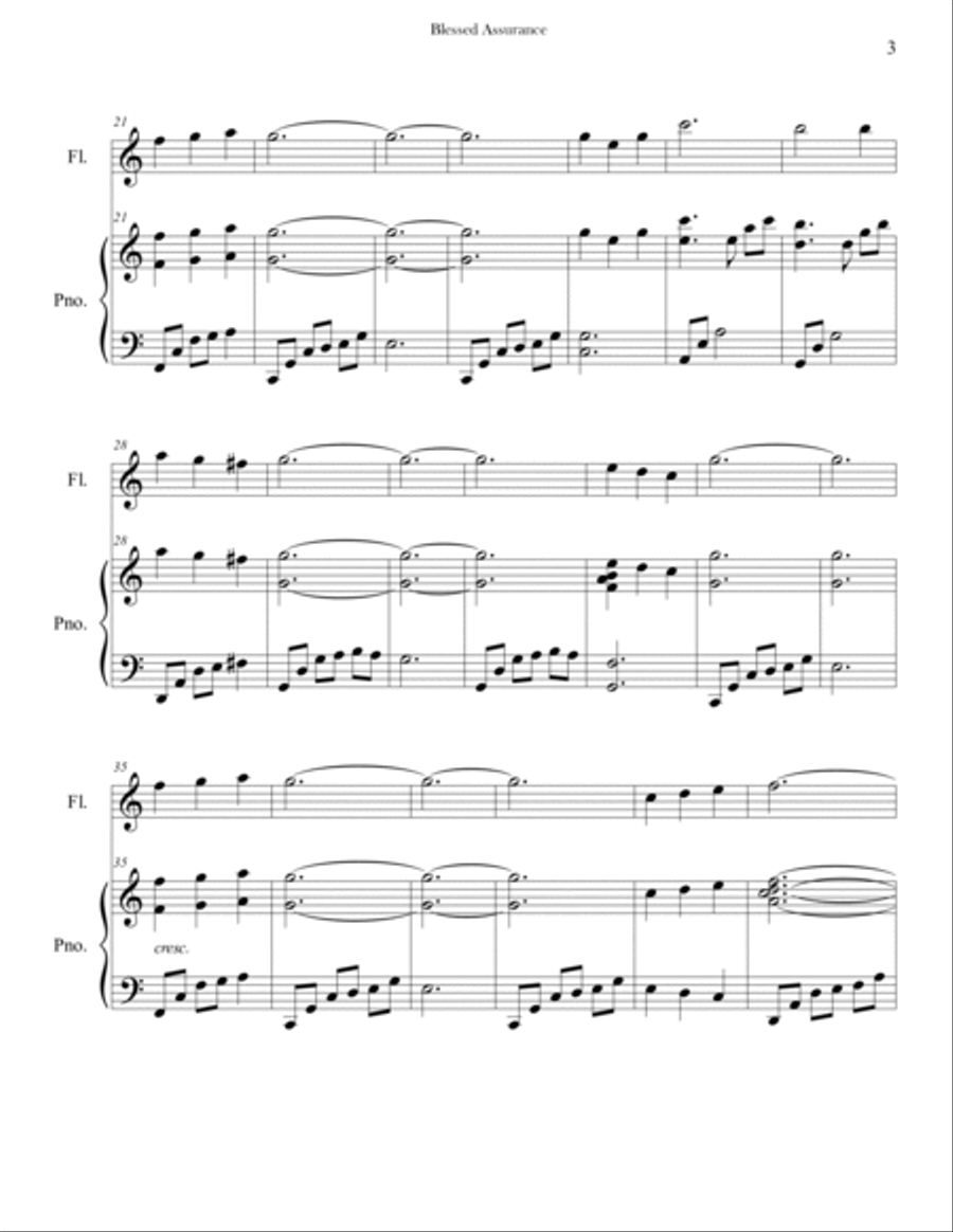 Blessed Assurance (Advanced Piano & Flute) Flute Solo scores gallery preview page 3