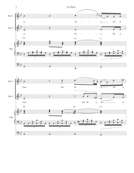 Ave Maria (for 2-part choir - English Lyrics - High Key) - Organ Accompaniment image number null