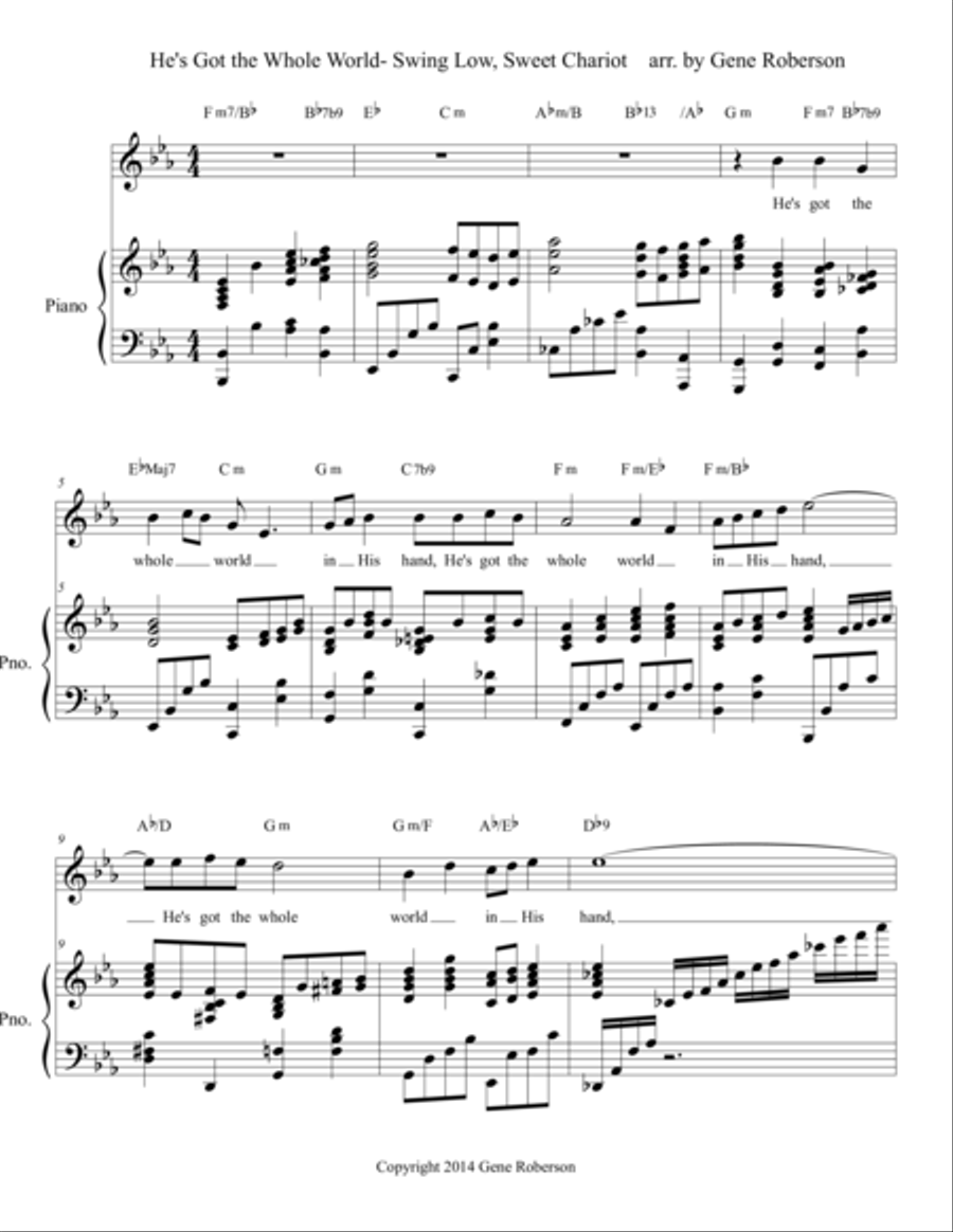 He's Got the Whole World-Swing Low Sweet Chariot Small Ensemble scores gallery preview page 1