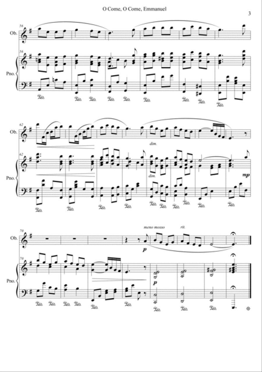 O Come, O Come, Emmanuel (for Oboe & Piano) Piano scores gallery preview page 3